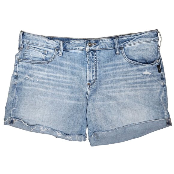 silver jeand co. boyfriend shorts rolled raw hem shorts light wash size 20 - Picture 1 of 4